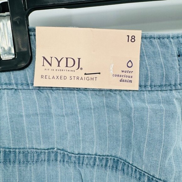 NYDJ Relaxed Straight Ankle Jeans Chambray Lightweight High Rise Stripe 18 Jeans - Picture 4 of 7